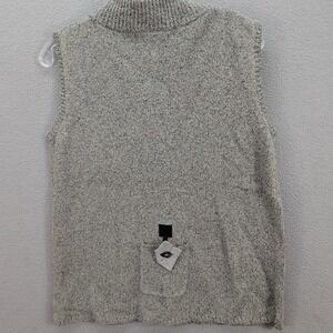 Kindred Spirit Sweater Womens‎ Size L Knit Silk Linen Mock Neck Slv Pocket Gray